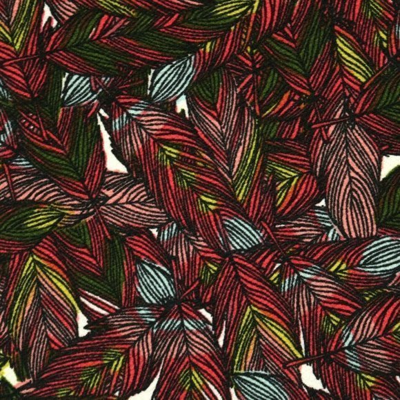 LuLaRoe Cassie Pencil Straight Skirt Pink Green‎ Black Feathers L Large - Picture 9 of 10